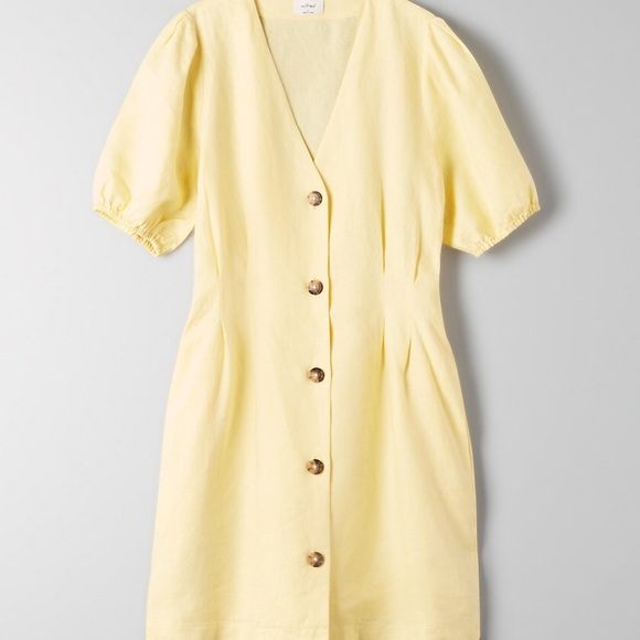 Aritzia Wilfred Caprice Yellow Linen Dress - Picture 6 of 6